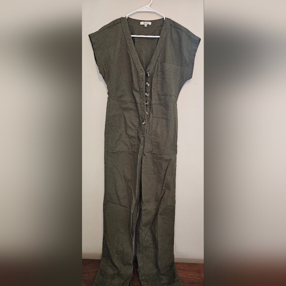 Madewell Cap Sleeve Olive Green Jumpsuit Size XS